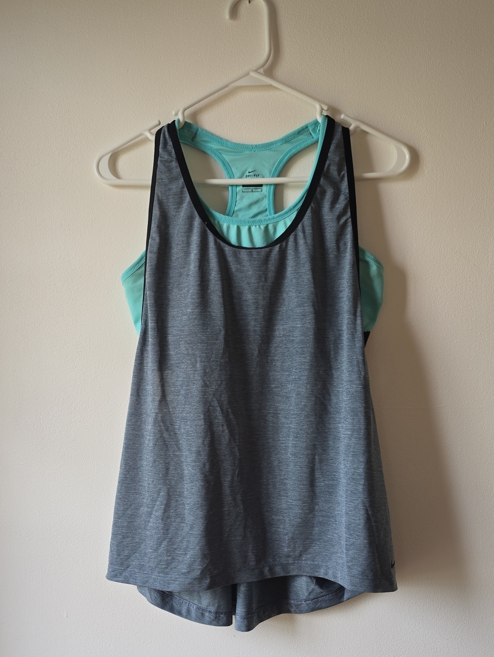 Nike Gray Performance Tank with Teal Sports Bra
